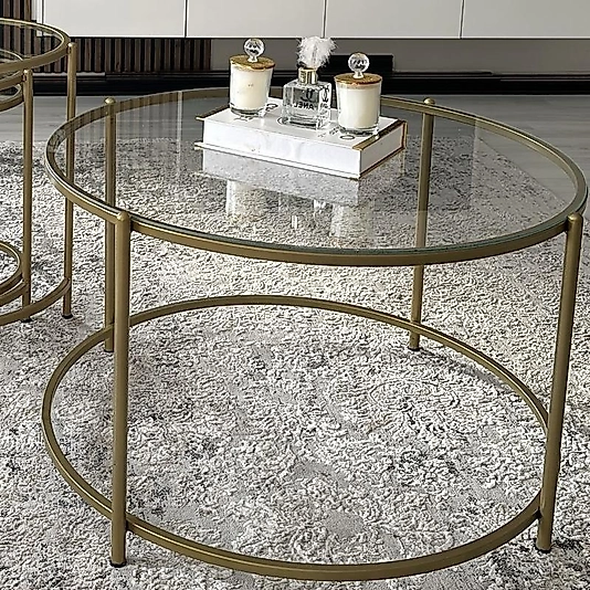 MAT GOLD BLOK ORTA SEHPA ŞEFFAF CAM