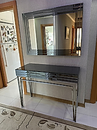 PARLAK KROM ÇEKMECELİ FÜME AYNA KAPLAMALI DRESUAR TAKIMI