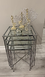 PARLAK KROM KARE 4 LÜ TORNALI ZİGON ŞEFFAF CAM