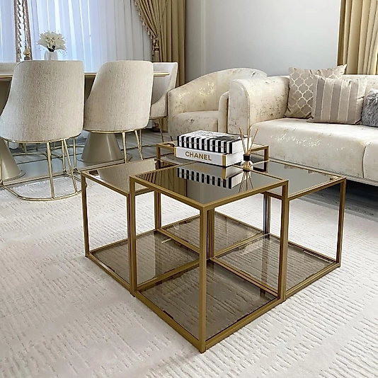 MAT GOLD PRAMİD ORTA ÜST BRONZ AYNA ALT BRONZ CAM