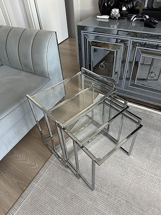 PARLAK KROM TEPSİ ZİGON ŞEFFAF CAM