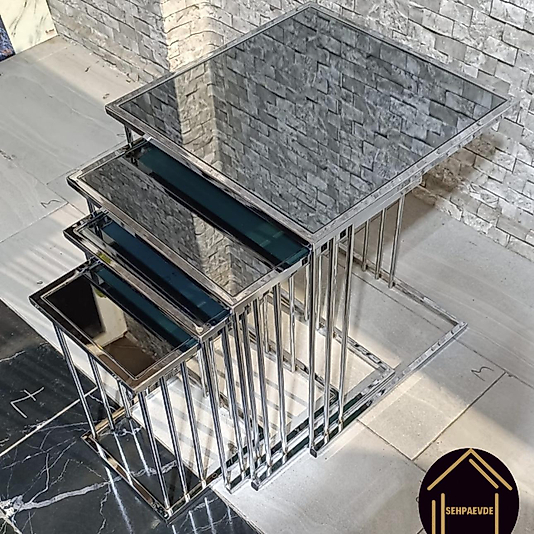 PARLAK KROM 3 ÇUBUKLU  4 LÜ ZİGON FÜME AYNA