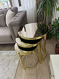 PARLAK GOLD ZİGON SEHPA BRONZ AYNA