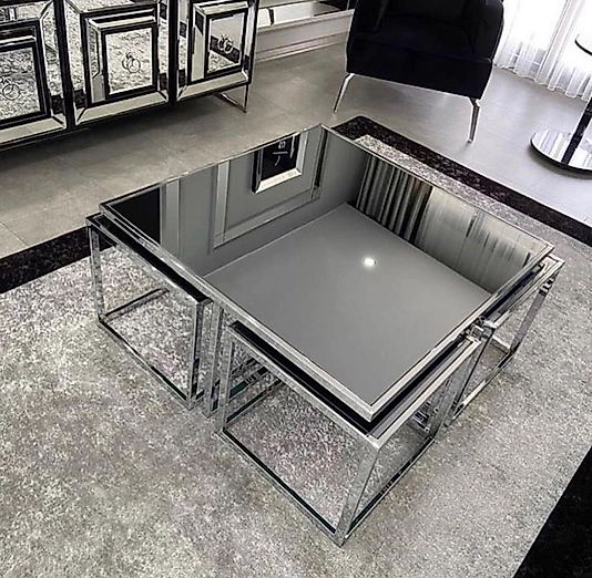 PARLAK KROM KARE 4+1 KOMPLE SİYAH AYNA