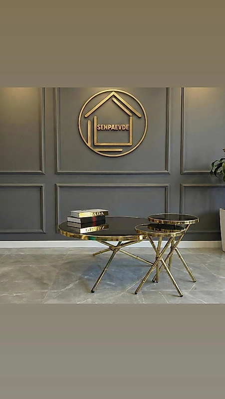 PARLAK GOLD BAĞCIK SET 2 Lİ ZİGON VE ORTA SEHPA