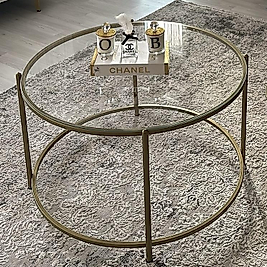 MAT GOLD BLOK ORTA SEHPA ŞEFFAF CAM