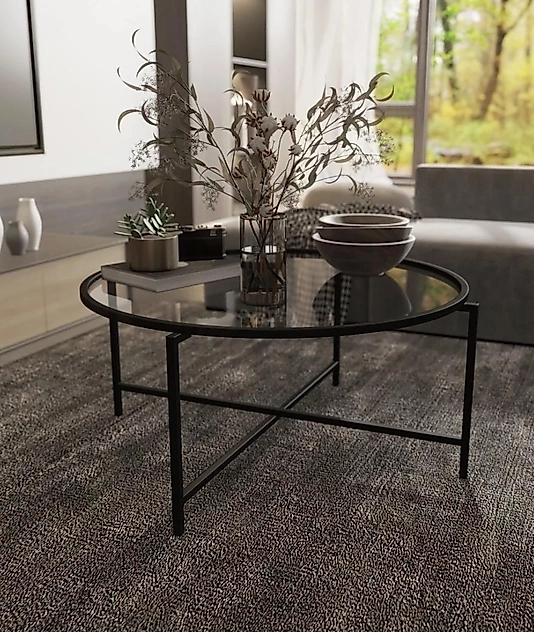 SİYAH YUVARLAK ORTA SEHOA ŞEFFAF CAM