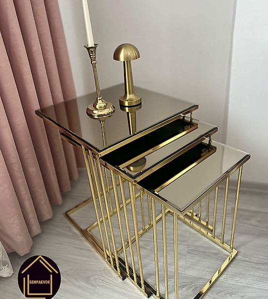 PARLAK GOLD 3 ÇUBUKLU ZİGON BRONZ AYNA