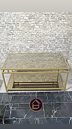 MAT GOLD DİKDÖRTGEN ORTA SEHPA KOMPLE BRONZ AYNA