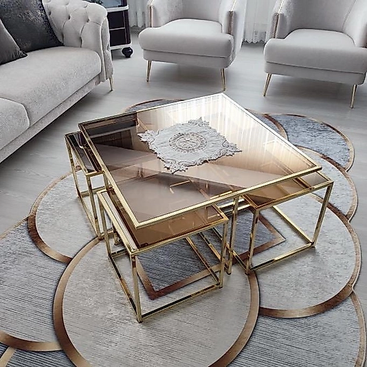 PARLAK GOLD KARE 4+1 KOMPLE BRONZ CAM