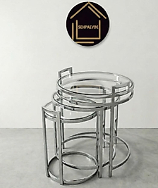 PARLAK KROM YUVARLAK TEPSİ ZİGON ŞEFFAF CAM