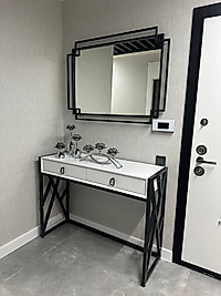 SİYAH AYAK ÇİFT ÇEKMECE DRESUAR TAKIMI