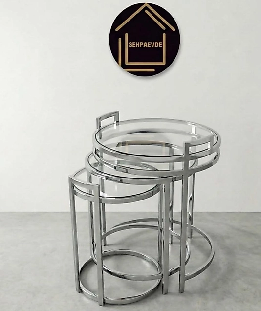 PARLAK KROM YUVARLAK TEPSİ ZİGON ŞEFFAF CAM