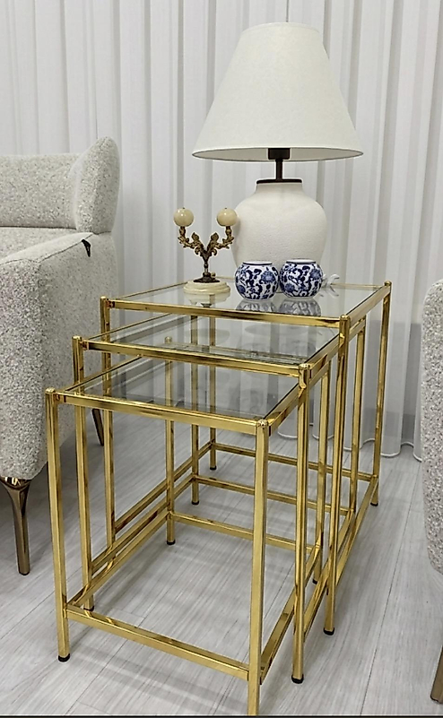 PARLAK GOLD BLOK KARE ZİGON ŞEFFAF CAM