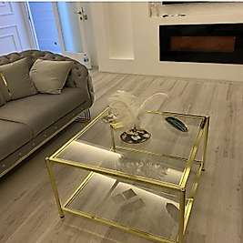 PARLAK GOLD BLOK KARE ORTA SEHPA KOMPLE ŞEFAF CAM