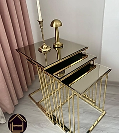 PARLAK GOLD 3 ÇUBUKLU ZİGON BRONZ AYNA