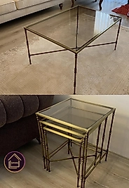 ESKİTME TORNALI ORTA SEHPA VE ZİGON BRONZ CAM