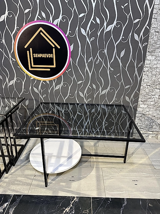 SİYAH DİKDÖRTGEN ORTA SEHPA ŞEFFAF CAM