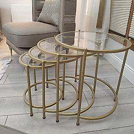 MAT GOLD BLOK YUVARLAK 4 LÜ ZİGON ŞEFAF CAM