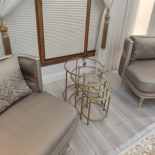 MAT GOLD BLOK YUVARLAK 4 LÜ ZİGON ŞEFAF CAM