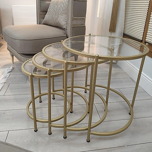 MAT GOLD BLOK YUVARLAK 4 LÜ ZİGON ŞEFAF CAM