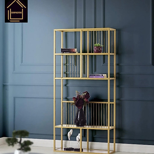 MAT GOLD KİTAPLIK ŞEFAF CAM