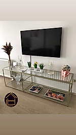 MAT GOLD TV ÜNİTESİ ŞEFAF CAM