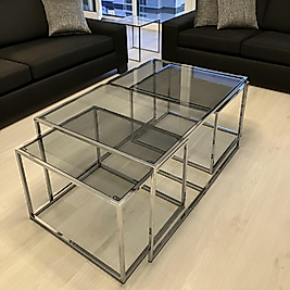 PARLAK KROM 2+1 ORTA SEHPA KOMPLE FÜME CAM