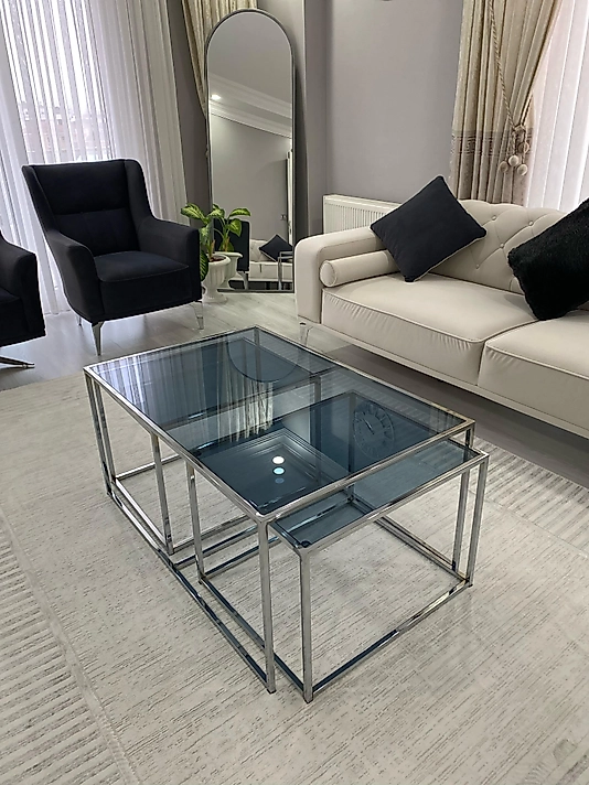 PARLAK KROM 2+1 ORTA SEHPA KOMPLE FÜME CAM