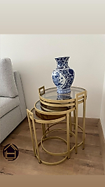 MAT GOLD YUVARLAK TEPSİ ZİGON BRONZ CAM