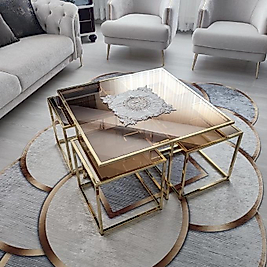 PARLAK GOLD KARE 4+1 KOMPLE BRONZ CAM