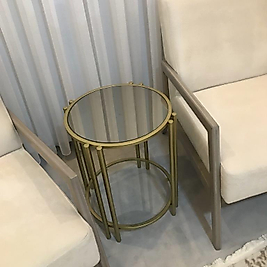 MAT GOLD BLOK YAN SEHPA ÜST BRONZ AYNA ALT ŞEFAF CAM