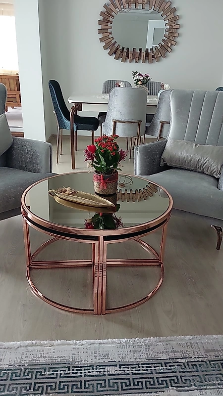 BAKIR YUVARLAK 4+1 KOMPLE BRONZ AYNA