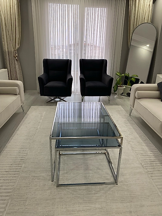 PARLAK KROM 2+1 ORTA SEHPA KOMPLE FÜME CAM